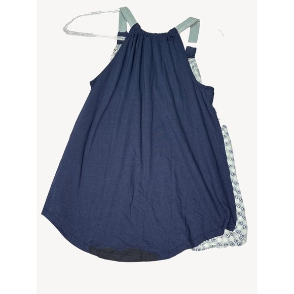 Xhilaration Tank Top Womens XS Flowers Flowy Polyester Blend Blue Red Solid Back - Picture 5 of 10